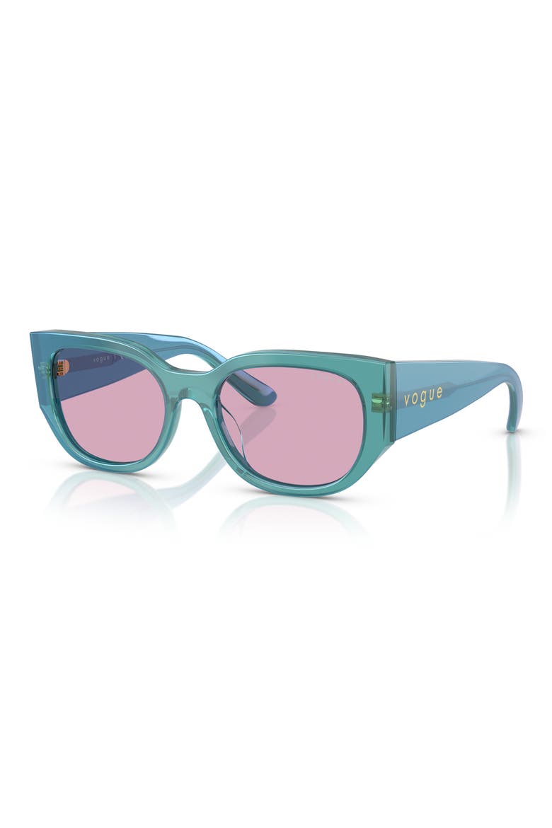 53mm Irregular Sunglasses, Alternate, color, TEAL