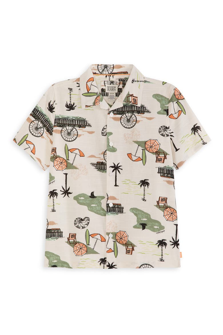 Button-Up Shirt & Shorts Set, Alternate, color, EGGNOG