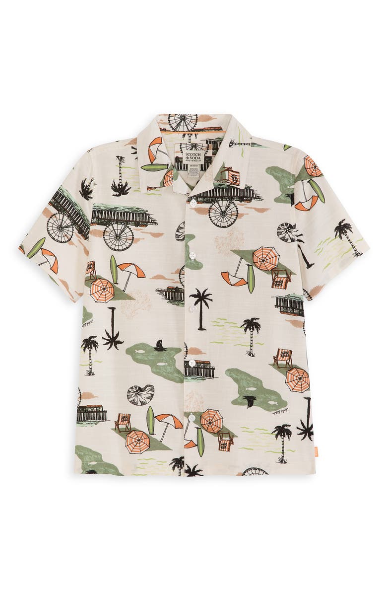 Scotch & Soda Button-Up Shirt & Shorts Set, Alternate, color, Eggnog