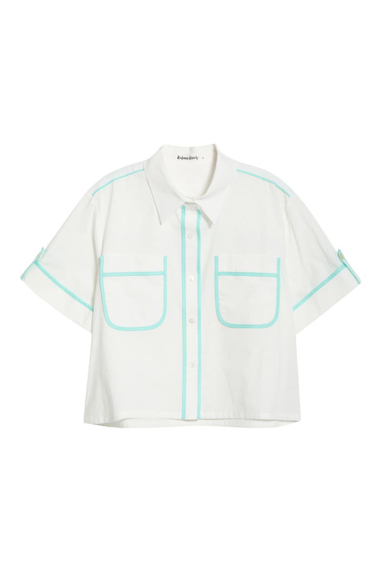 Crop Cover-Up Button-Up Shirt, Alternate, color, CRYSTAL TIDES