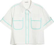 Kulani Kinis Crop Cover-Up Button-Up Shirt