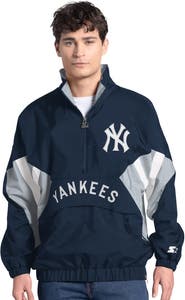 STARTER Men's Starter  Navy New York Yankees Cooperstown Chief Half-Zip Pullover