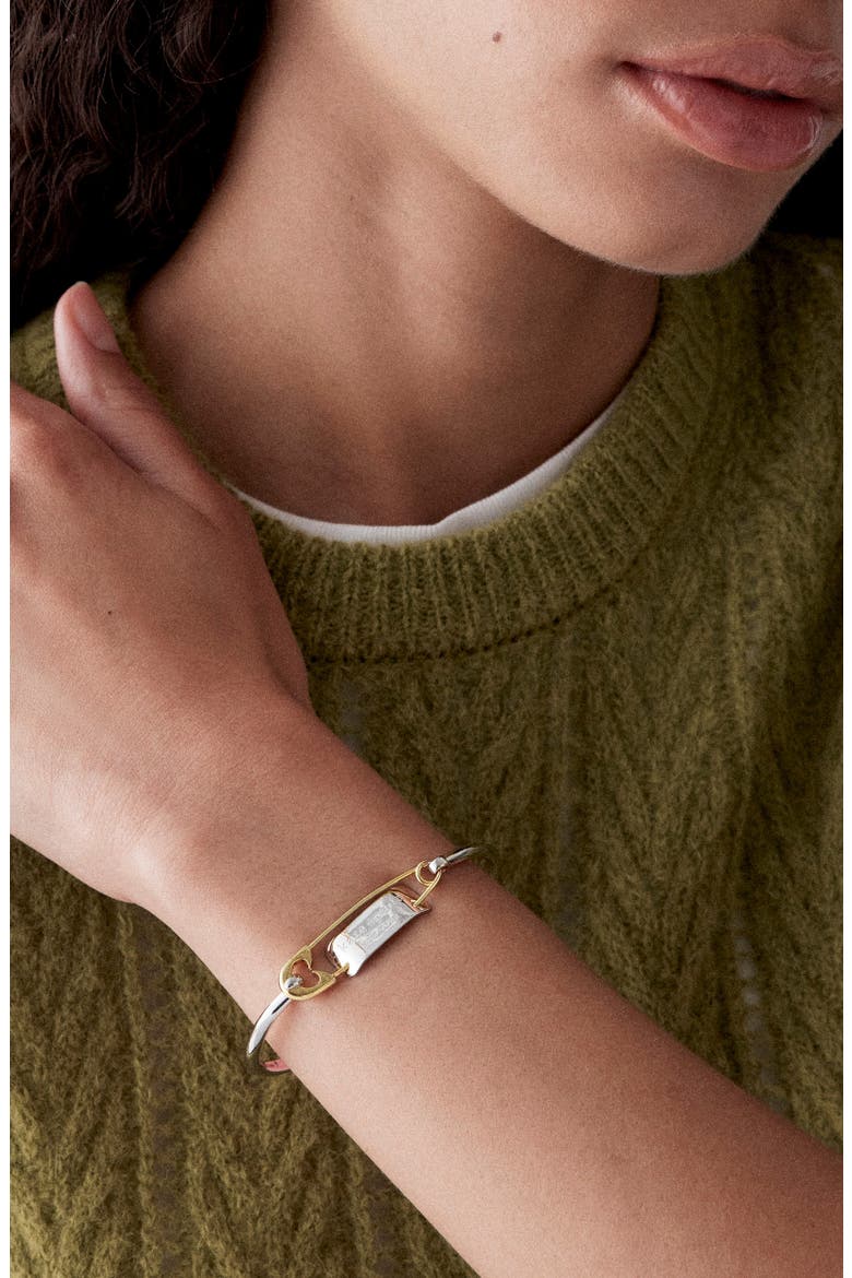 Sam Tag Safety Pin Bangle, Alternate, color, MIXED METAL