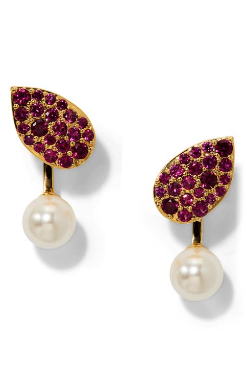 Rocco Petal Imitation Pearl Front/Back Earrings