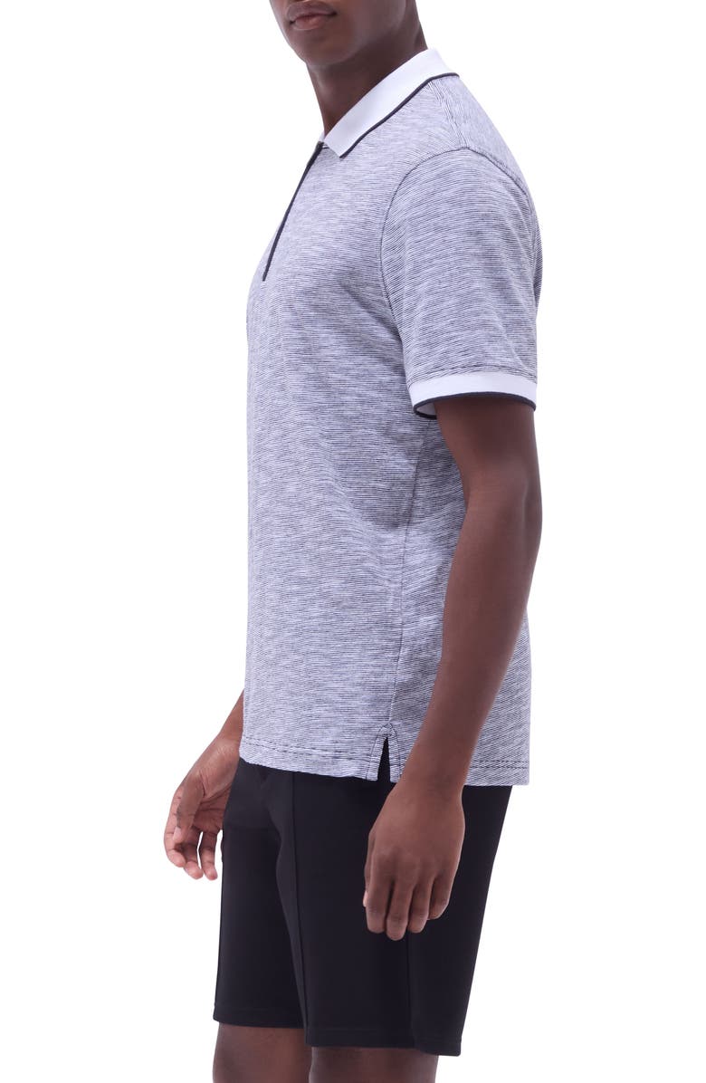 Bugatchi Cotton & Linen Quarter Zip Polo, Alternate, color,