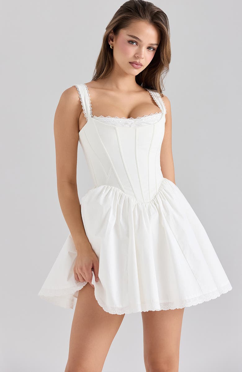 HOUSE OF CB Ami Corset Minidress, Alternate, color, Cloud Dancer