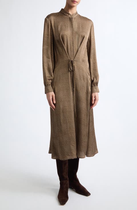 Glen Plaid Satin Dress