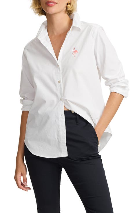 Hula Days Relaxed Embroidered Cotton Poplin Shirt