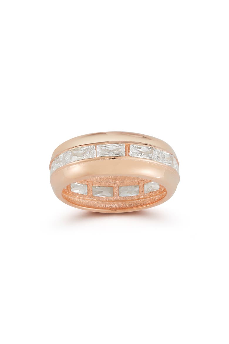 14k Rose Gold Plate Cubic Zirconia Band Ring, Main, color, ROSE GOLD