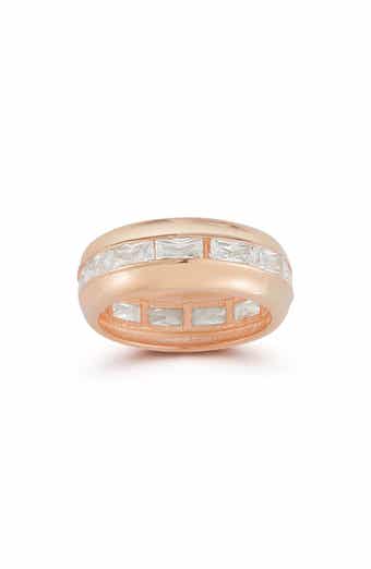 14k Rose Gold Plate Cubic Zirconia Band Ring