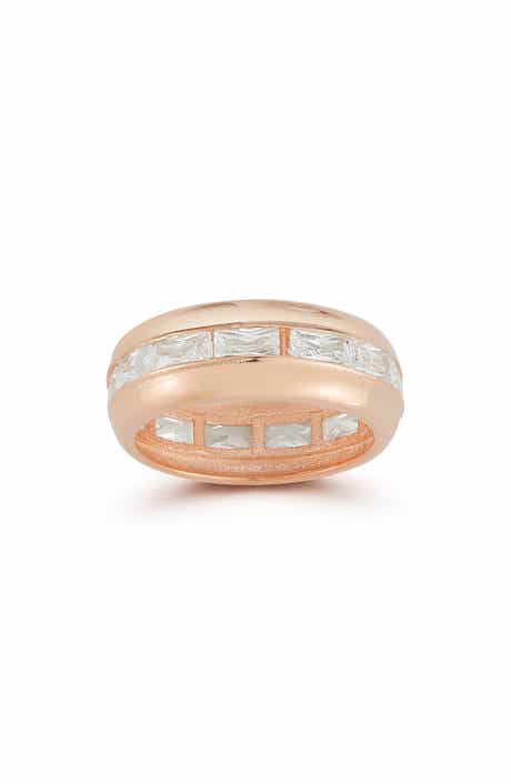 14k Rose Gold Plate Cubic Zirconia Band Ring