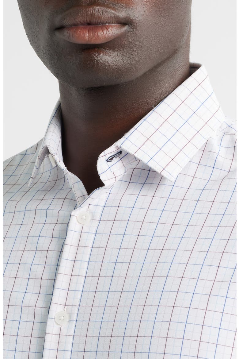 Leeward Trim Fit Plaid Performance Button-Up Shirt, Alternate, color, LAVENDER HAZE JORDAN PLAID