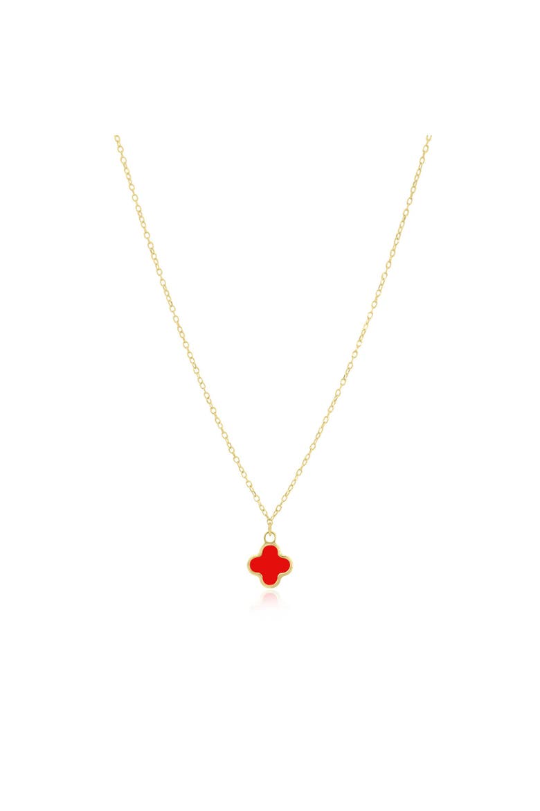 Mini Coral Single Clover Necklace, Main, color, Coral