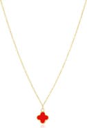 The Lovery Fine Jewelry Mini Coral Single Clover Necklace