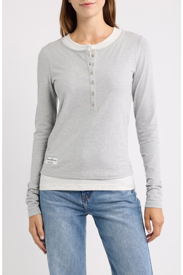 Layered Henley T-Shirt, Main, color, GREY