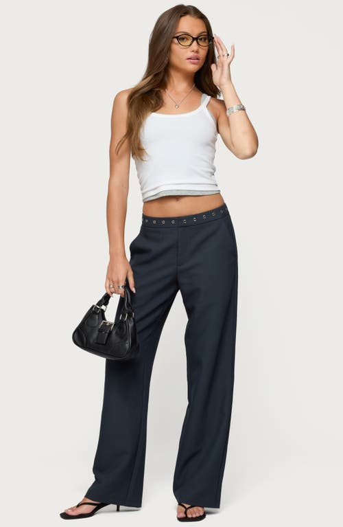 Edikted Ayve Eyelet Straight Leg Pants In Blue