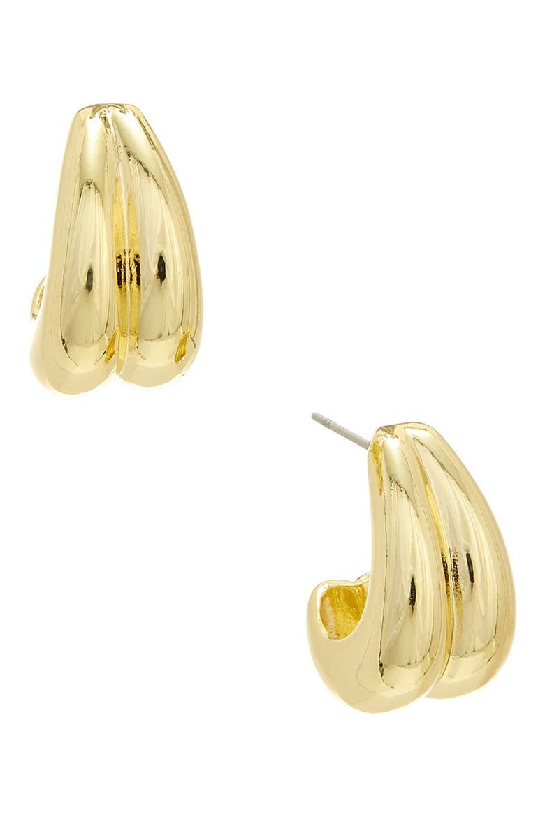 Ribbed Huggie Hoop Earrings, Main, color, YELLOW