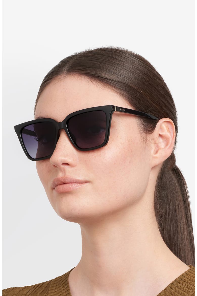 56mm Square Sunglasses, Alternate, color, BLACK