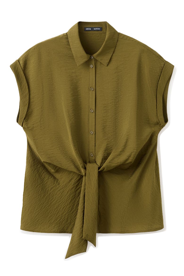 Tie Front Woven Shirt, Alternate, color, GREEN