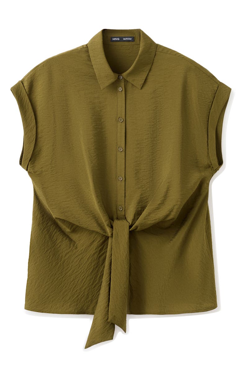 MANGO Tie Front Woven Shirt, Alternate, color, 
