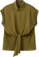 MANGO Tie Front Woven Shirt