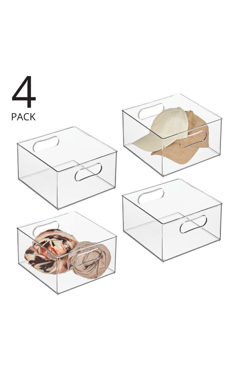 mDesign Plastic Stackable Closet Storage Organizer Bin w/ Handles, 4 Pack, Alternate, color,