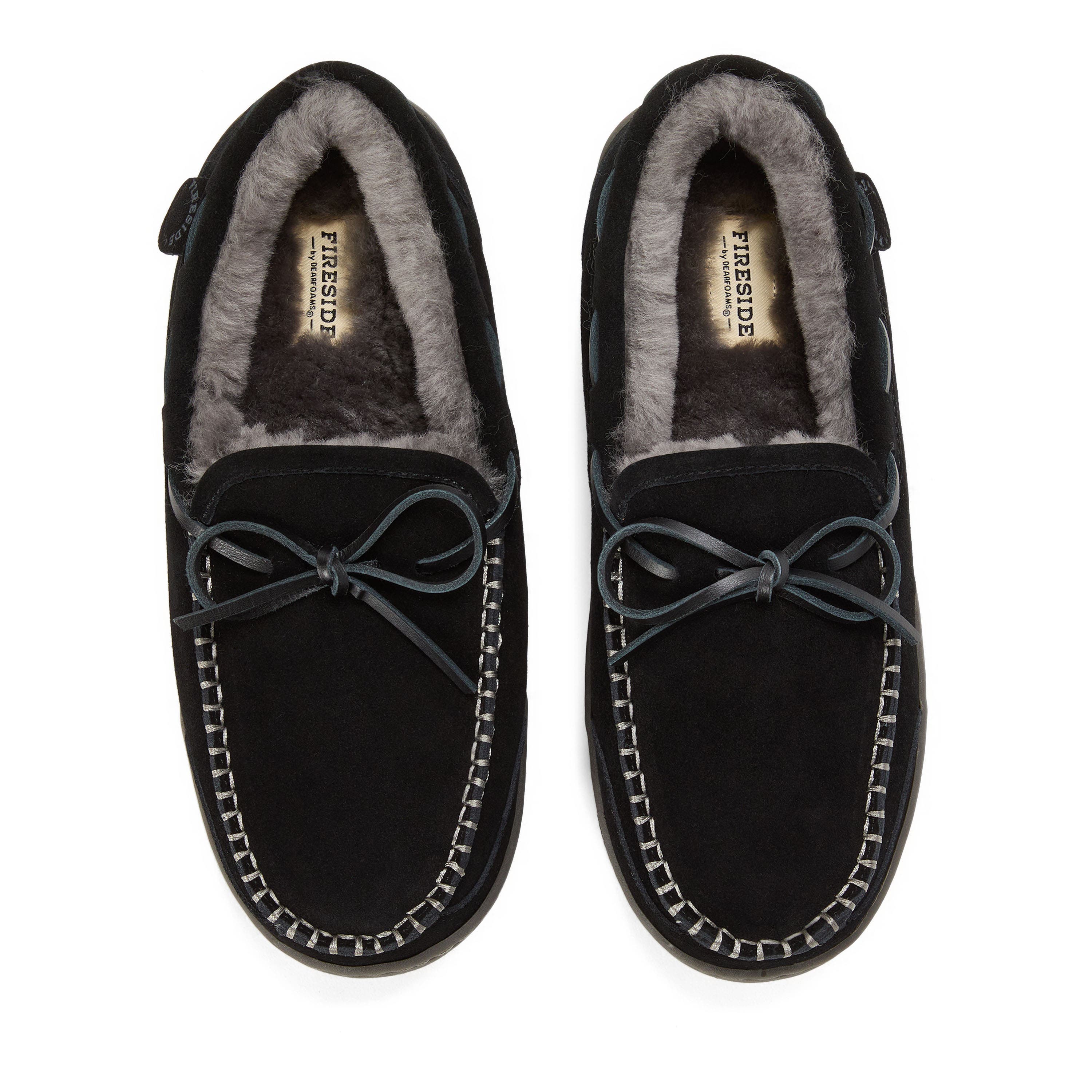 DEARFOAMS Fireside Forster Genuine Shearling Moccasin, Alternate, color, Black