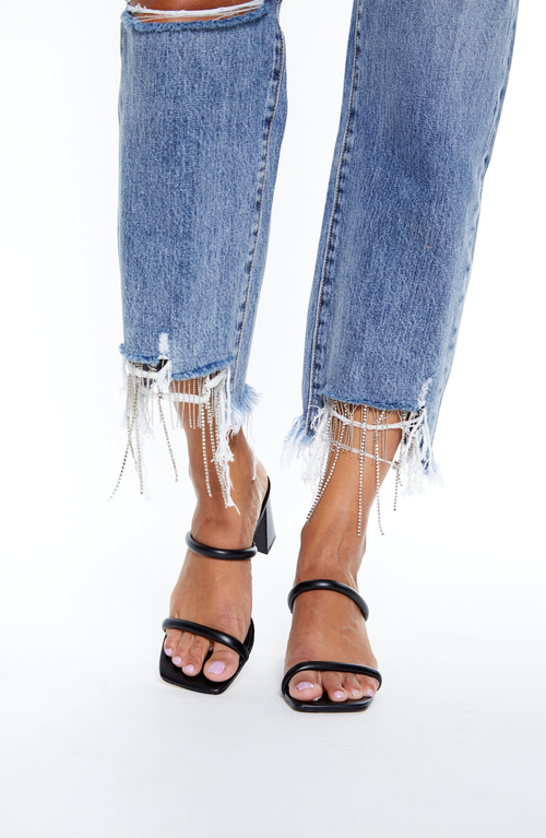 Blue Revival All Chained Up High Rise Cropped Straight Leg Jeans In Angel Falls In Angel Falls