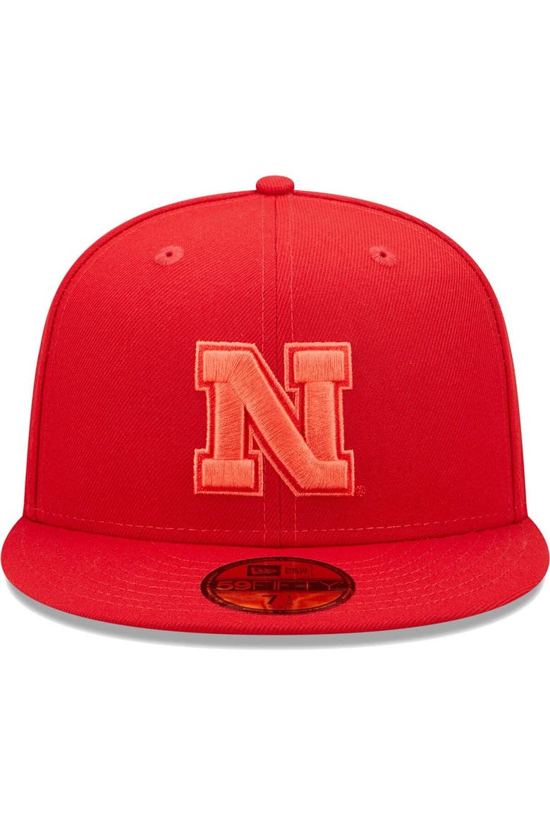 Men's New Era Scarlet Nebraska Huskers Bright Undervisor 59FIFTY Fitted Hat, Alternate, color, Scarlet
