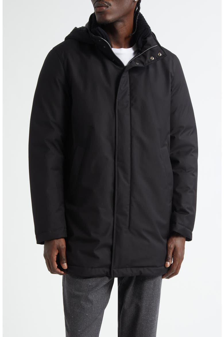 Windproof Hooded Down Parka, Main, color, BLACK