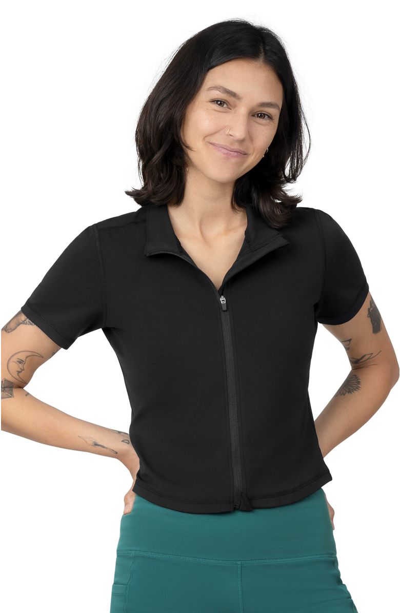 Kindred Bravely Presley Active Zip Front Nursing Top, Main, color, Black
