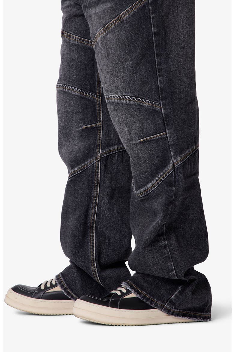 Paneled Moto Kick Flare Jeans, Alternate, color, WASHED BLACK
