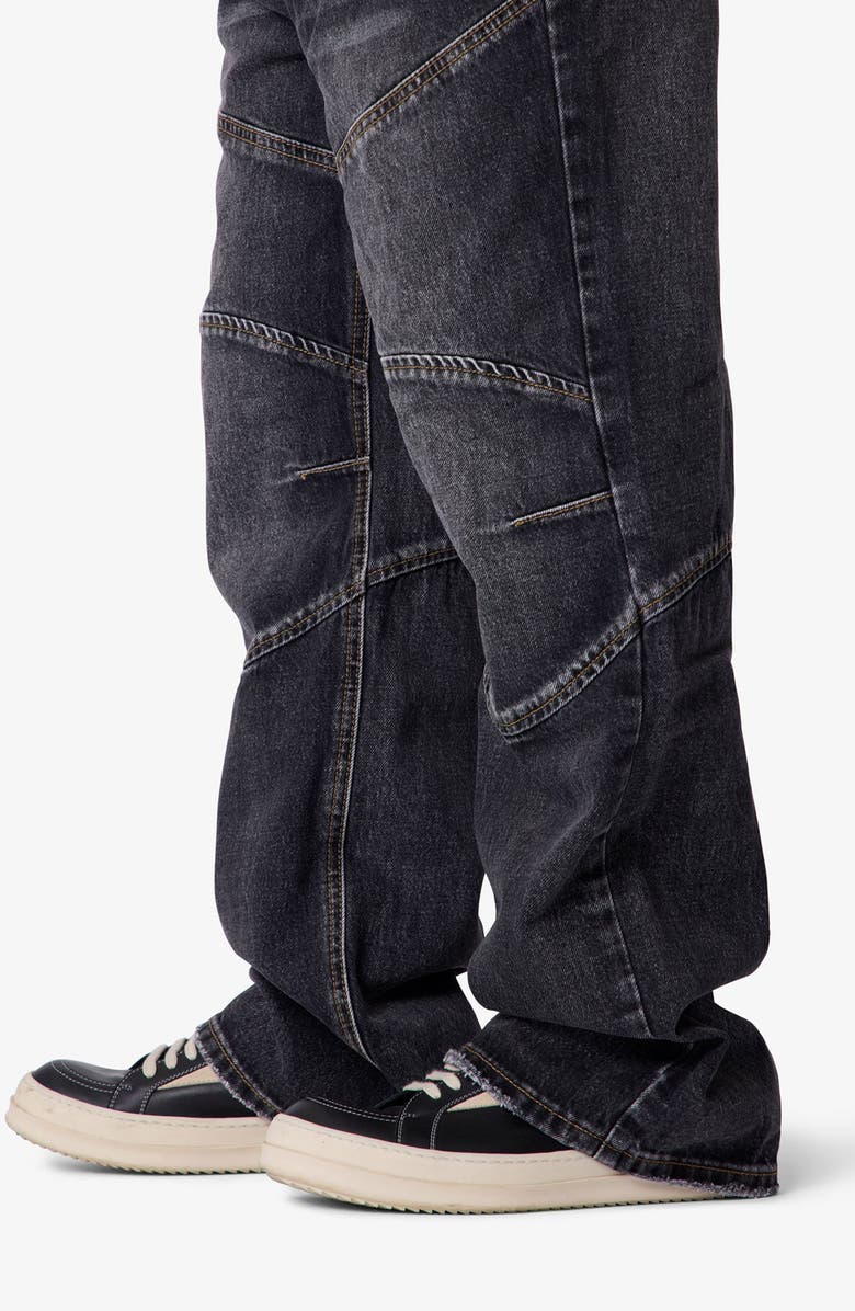 mnml Paneled Moto Kick Flare Jeans, Alternate, color, Washed Black