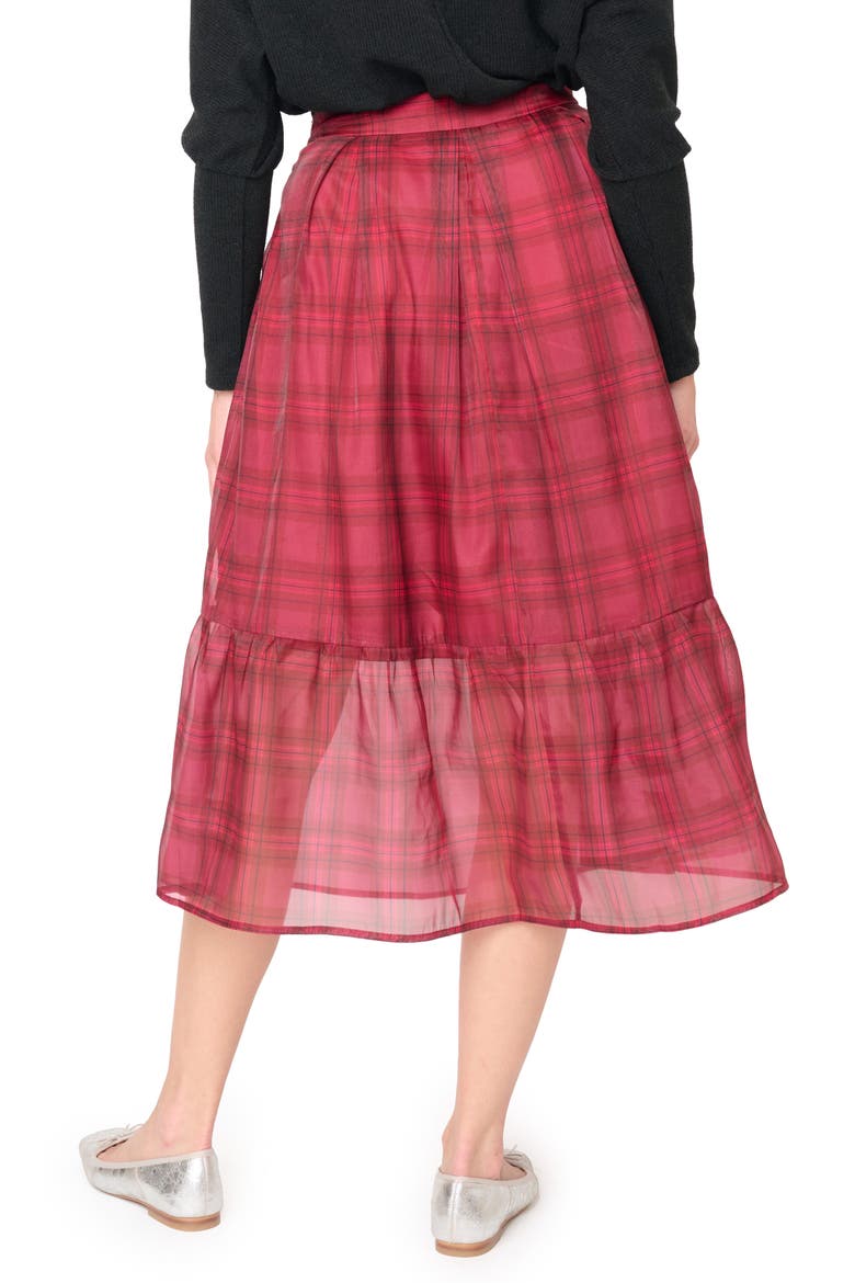 Plaid Organza Tiered Skirt, Alternate, color, MULBERRY WINE PLAID