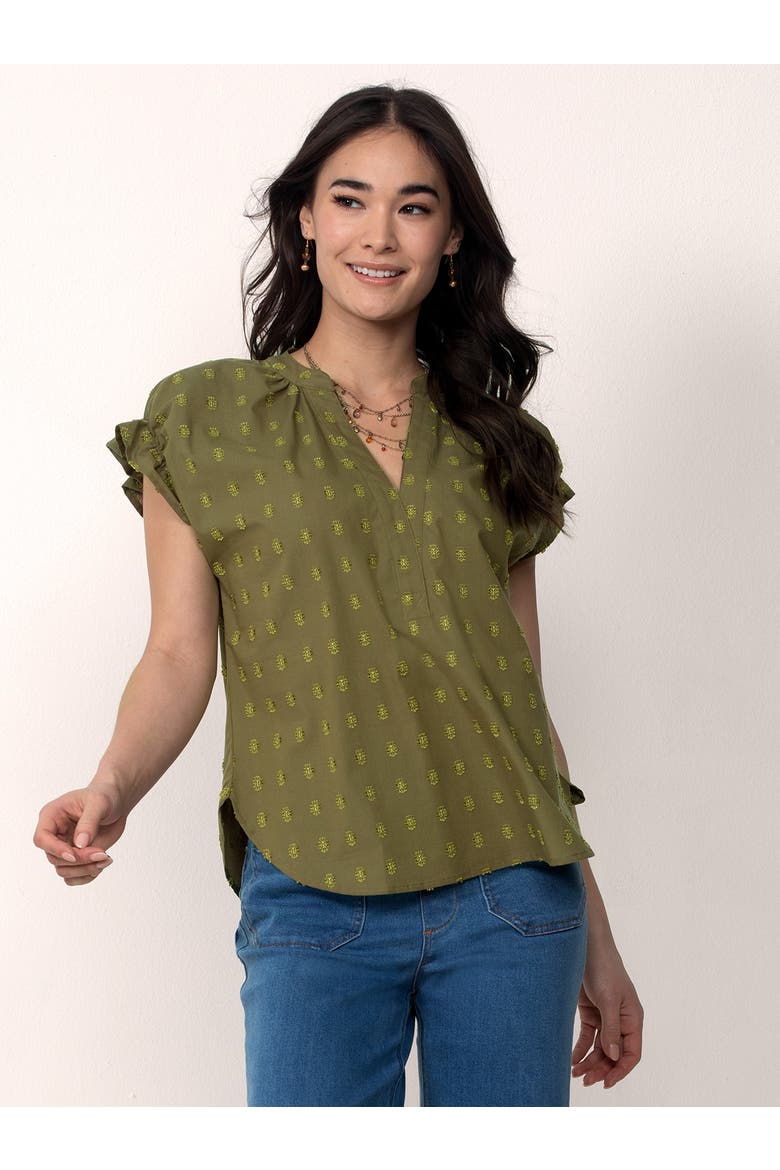 Cotton Peasant Blouse, Alternate, color, Olive