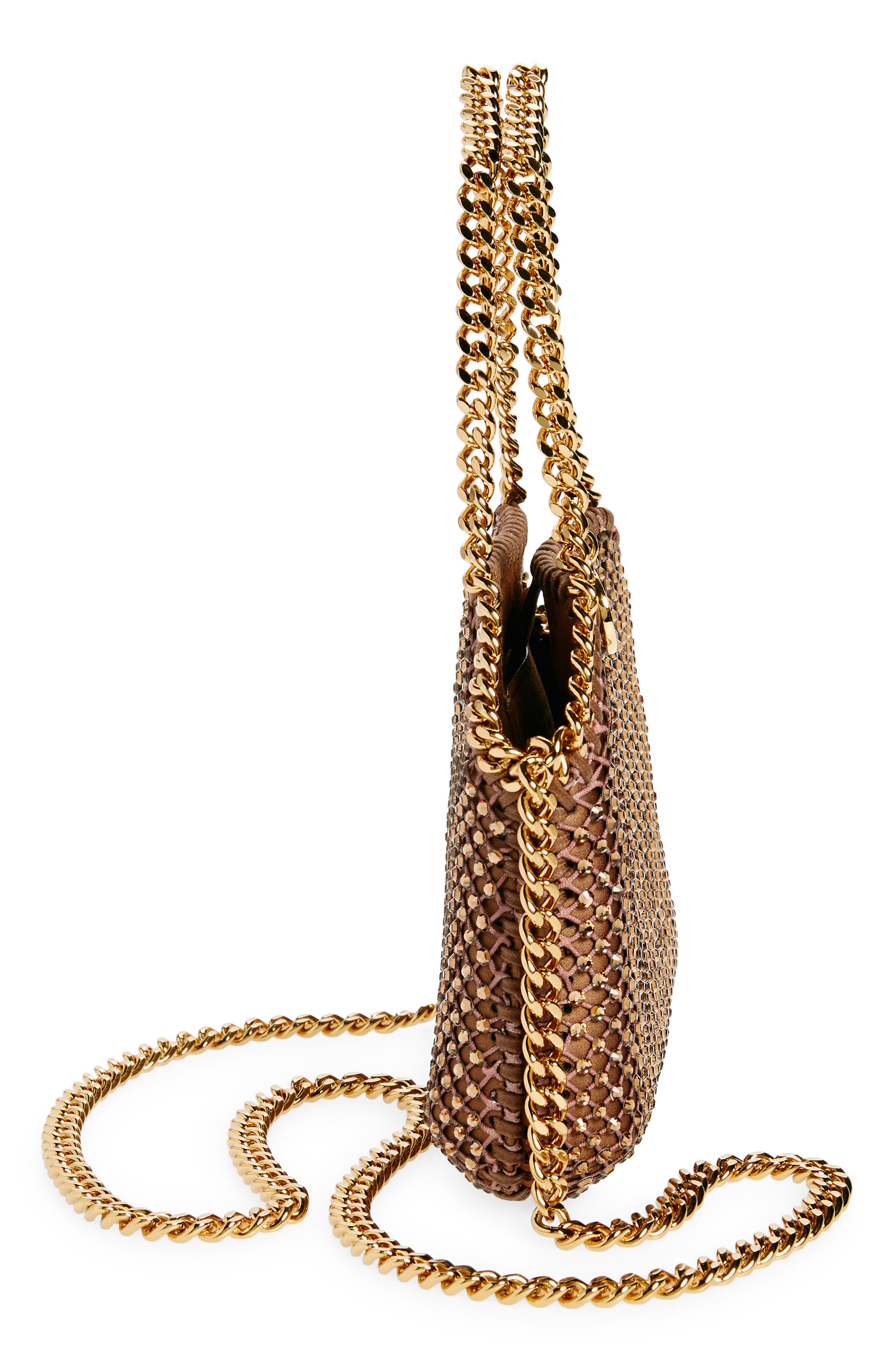 Stella McCartney Mini Falabella Crystal Mesh Crossbody Bag, Alternate, color, 