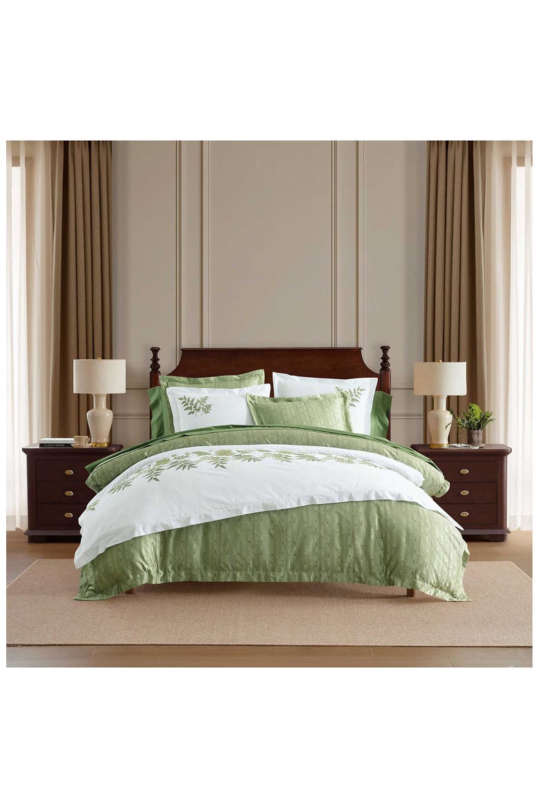 Fern Garden Cotton Percale Duvet Set, Alternate, color, SPARKLING WHITE/ GREEN