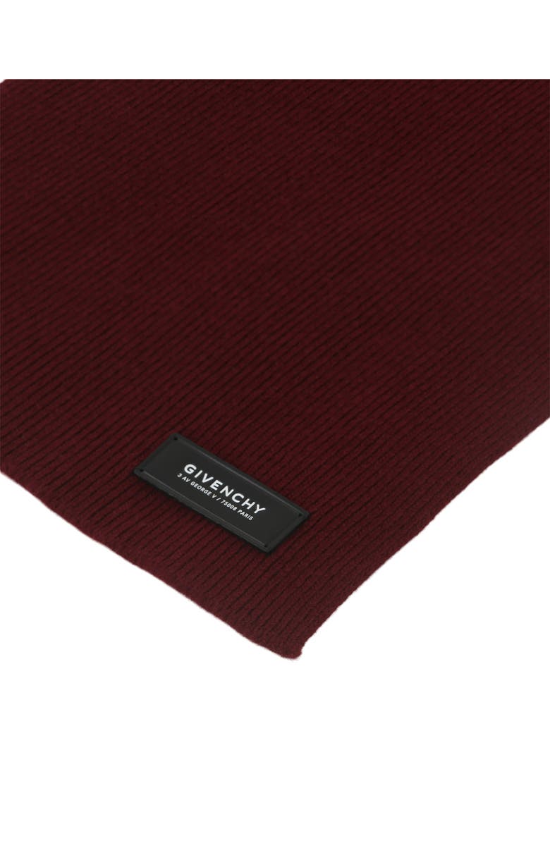 Givenchy Patch Wool & Silk Scarf, Alternate, color, Burgundy Black