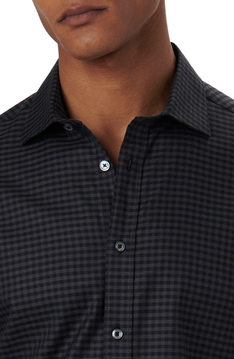 Bugatchi Axel Shaped Fit Gingham Stretch Cotton Button-Up Shirt, Alternate, color,