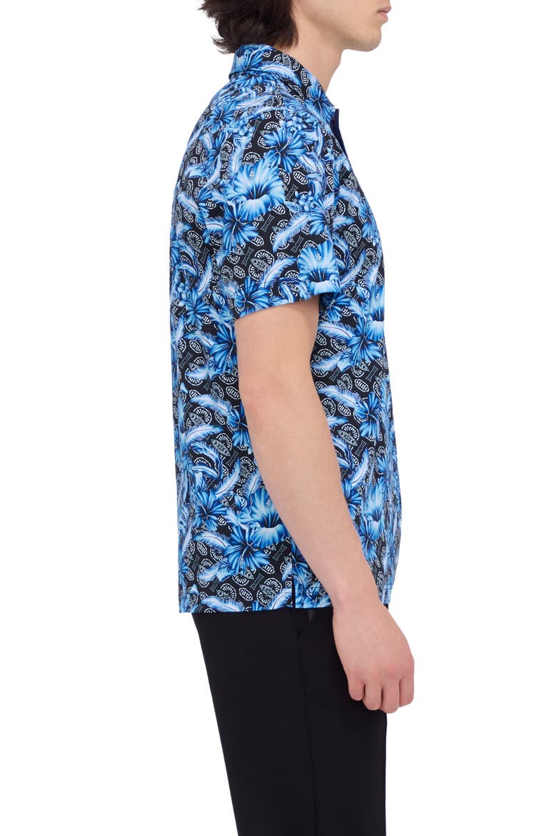 Hendrix Digital Floral Print Pima Cotton Polo, Alternate, color, NAVY