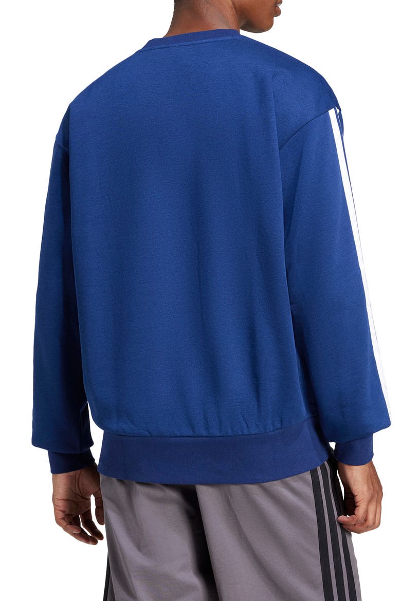 Essential 3-Stripes Fleece Pullover, Alternate, color, DKBLUE/WHI