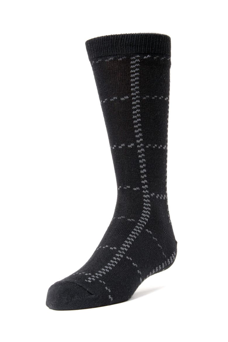 Windowpane Plaid  Dress Socks, Main, color, Black