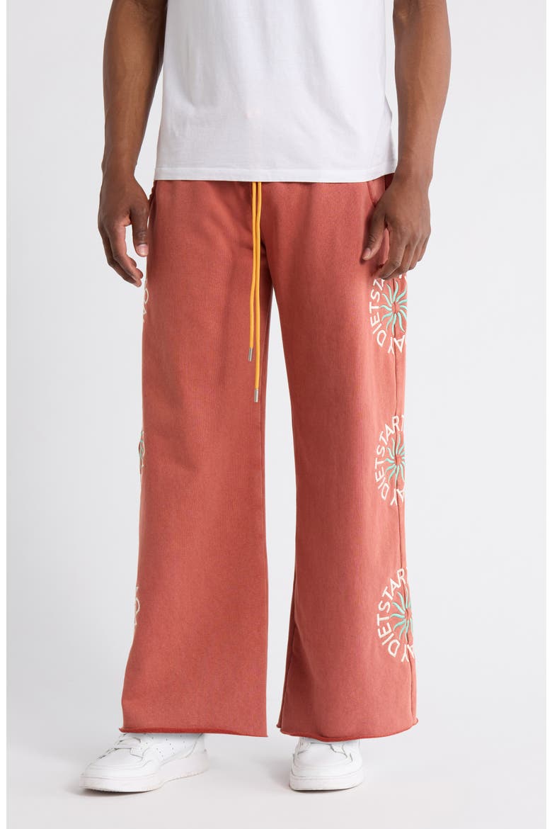 Sol Embroidered Wide Leg Sweatpants, Main, color, RED