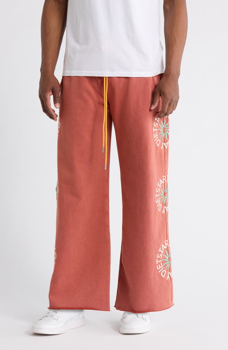 DIET STARTS MONDAY Sol Embroidered Wide Leg Sweatpants, Main, color, Red