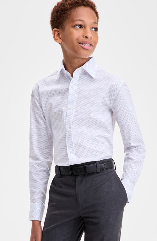 Tallia Kids' Purple Mini Dot Stretch Cotton Blend Dress Shirt In Purple