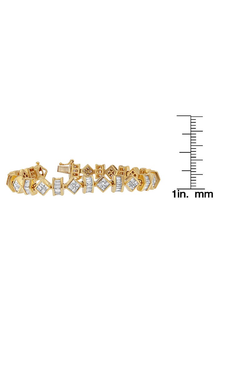 Haus of Brilliance 14K Yellow Gold 7.50 Cttw Princess and Baguette Diamond Geometric Link Bracelet, Alternate, color, Yellow Gold