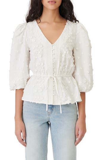 Maje Loxitane Tie Front Blouse In White