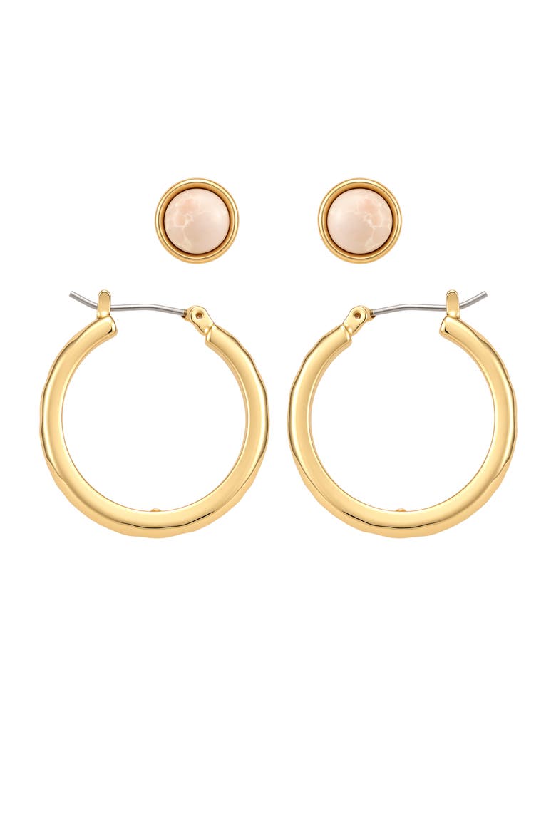 Gold-Tone Serpentine Stud & Hoop Earring Set, Main, color, Gold