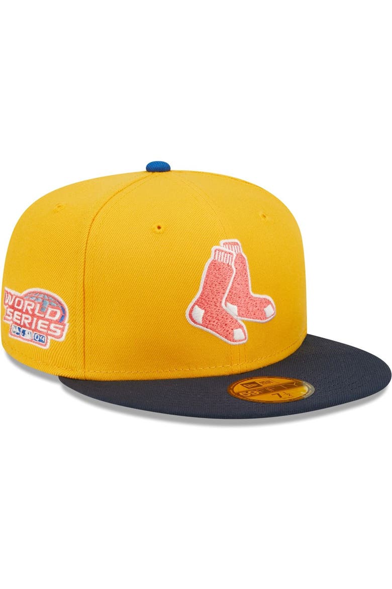 Men's New Era Gold/Azure Boston Red Sox 2004 World Series Undervisor 59FIFTY Fitted Hat, Main, color, Gold
