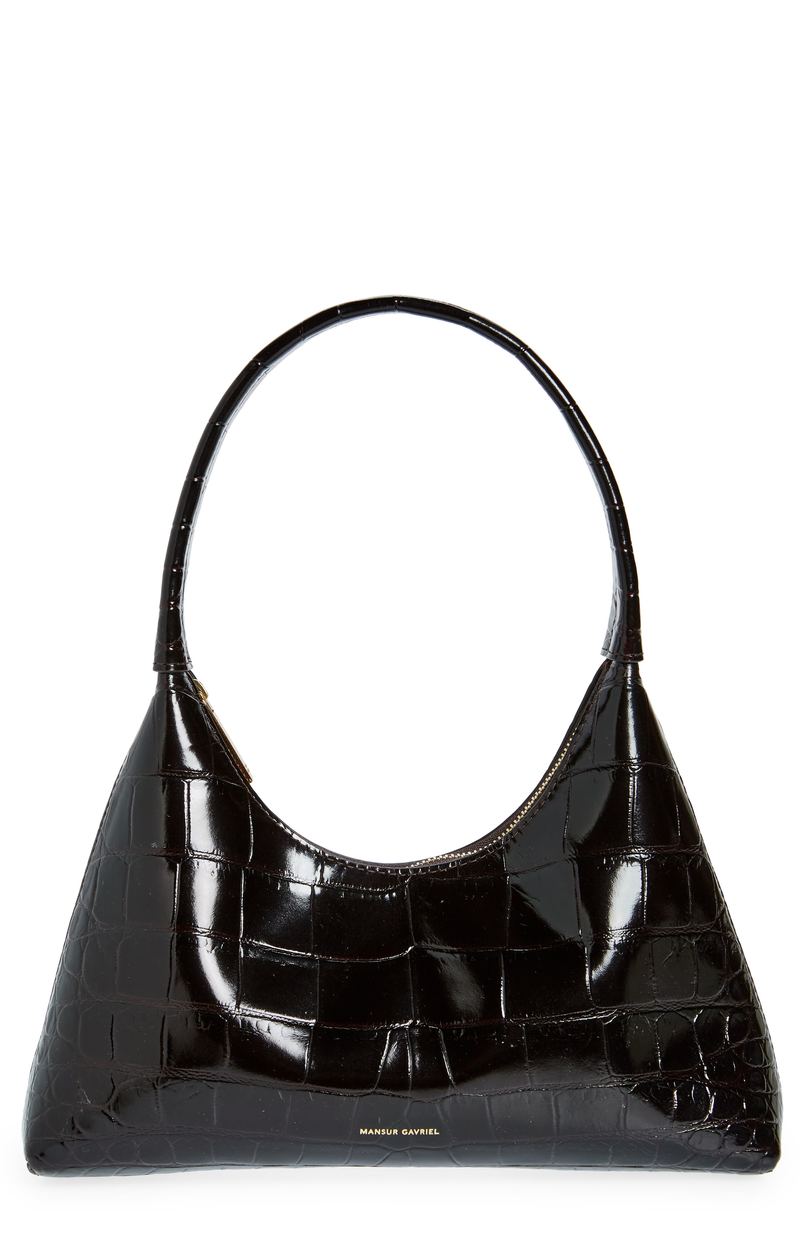 Mansur Gavriel Mini Candy Croc Embossed Faux Patent Leather Hobo Bag, Main, color, 